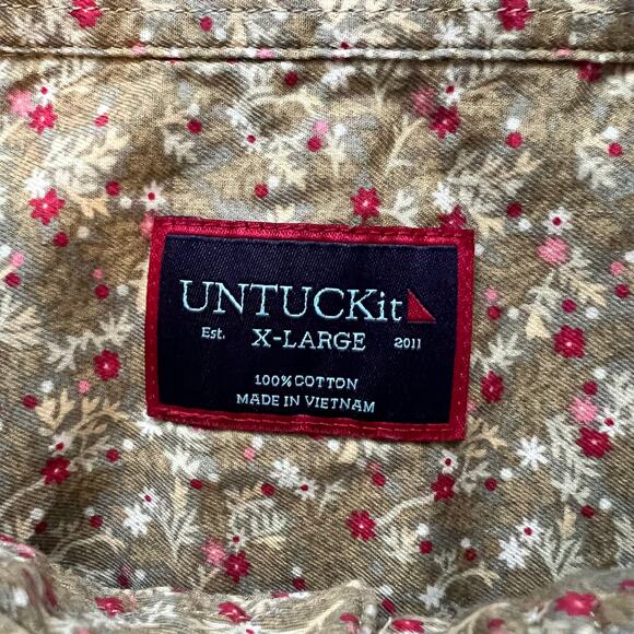 UNTUCKit Short Sleeve Button Shirt Floral XL Cotton Preppy Casual Pocket - Picture 4 of 7